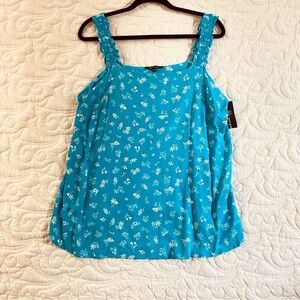 NEW Lily Morgan Tank Top Size XL Blue Turquoise Floral